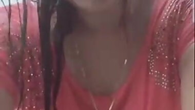 Indian girl wet live on rain with visible nipples