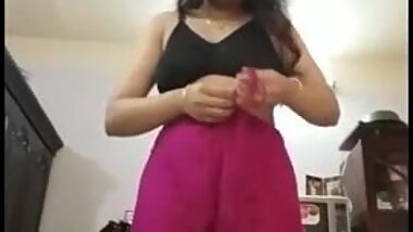 Young girl friend strip tease