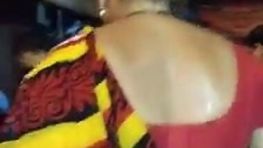 Sweaty sexy back of indian bhabhi in market close view 2