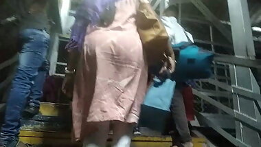 Desi hot ass at train station steps
