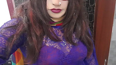 NRI Punjabi Milf in See through suit showing big tits