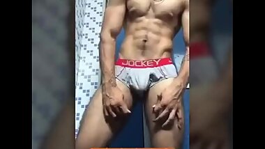 Very Hot Muscular Desi Jatt Jerk off in Bathroom