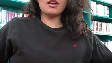 Indian girl flashing in library