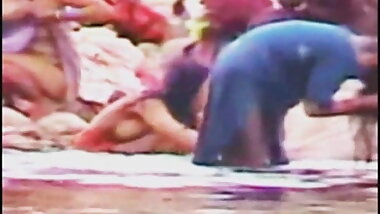 desi bathing outdoor