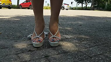 Crushing mcdonalds cups wearing designer heels